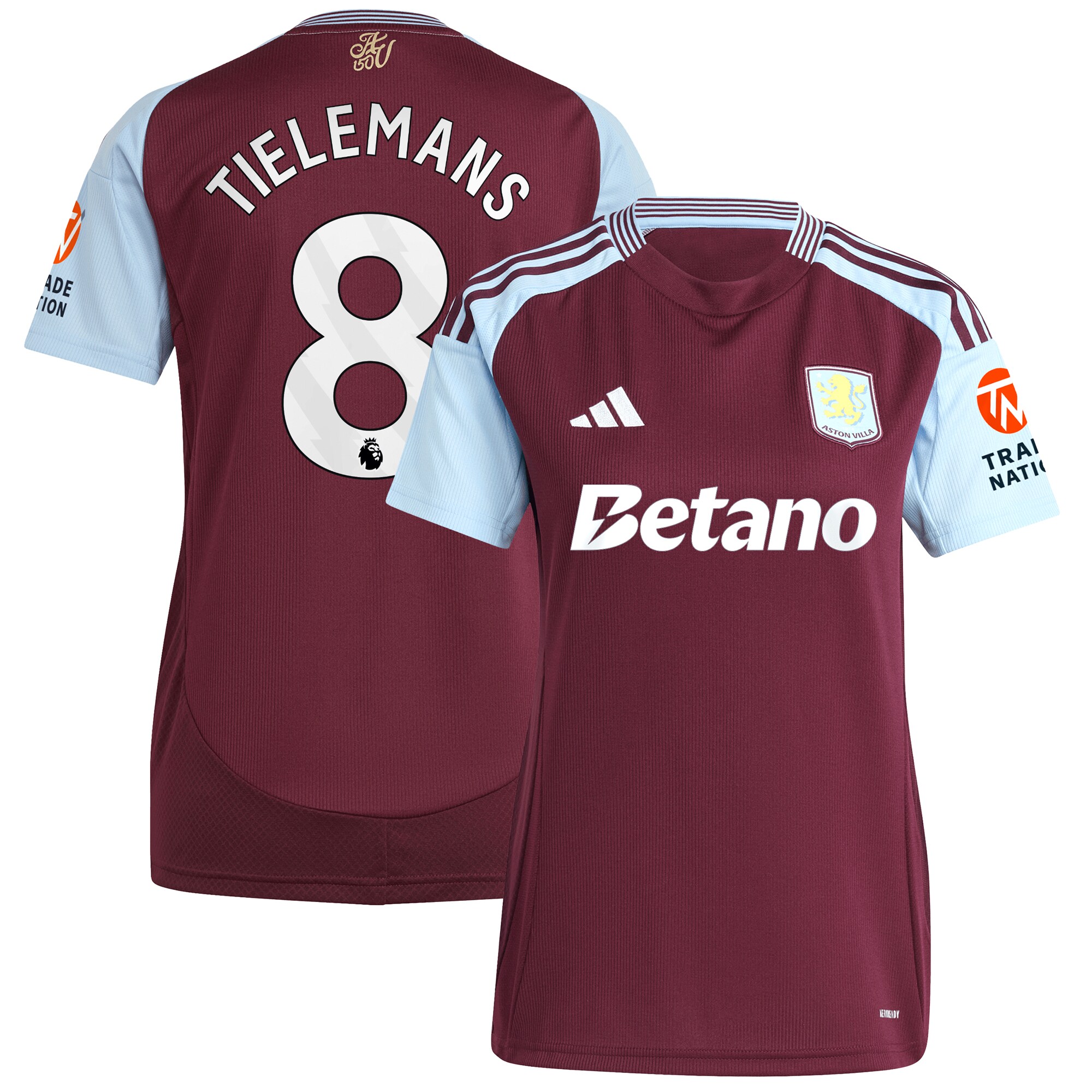 aston villa adidas home shirt 2024-25 – womens with tielemans 8 printing Collection - Aston Villa Fan Shop Official Gear