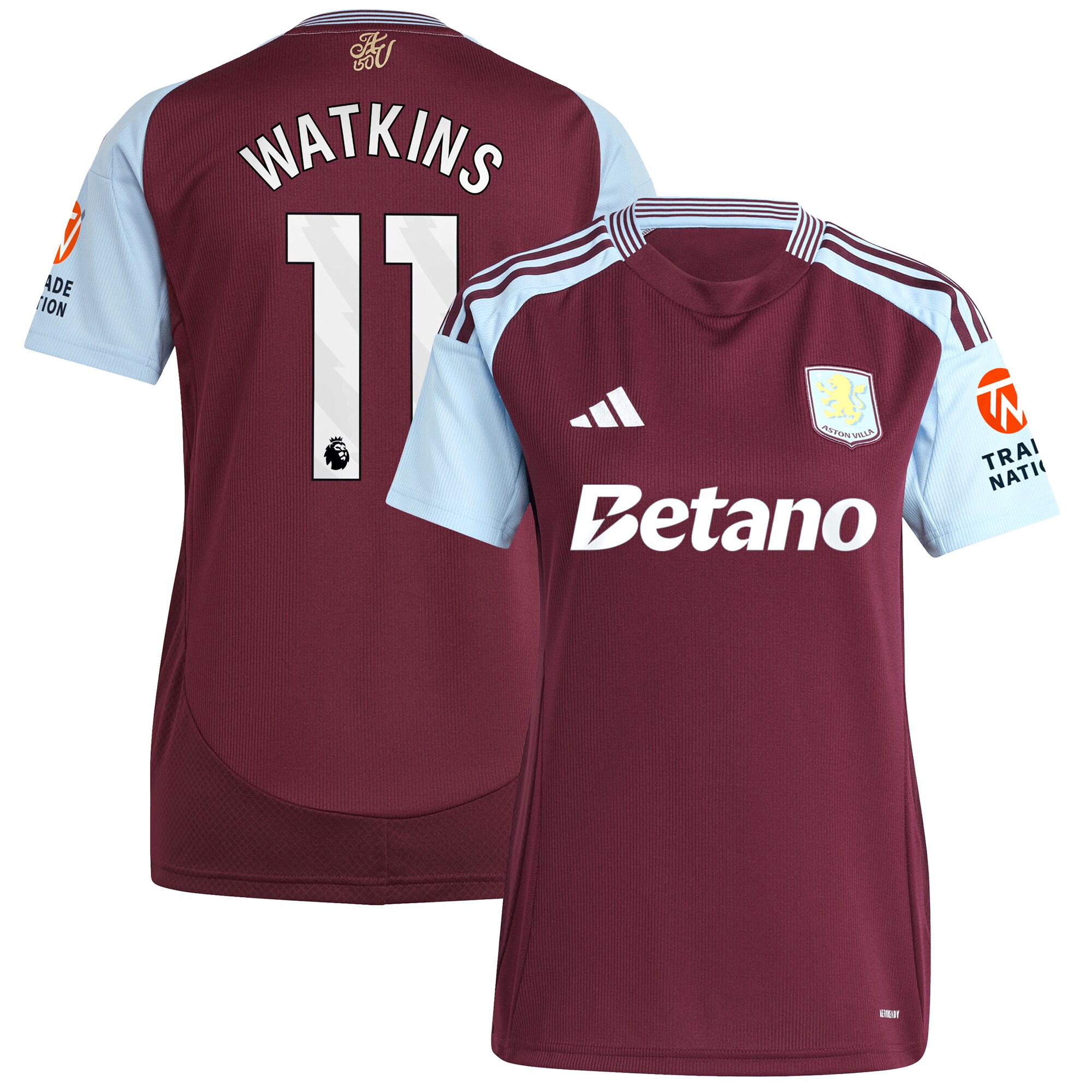 aston villa adidas home shirt 2024-25 – womens with watkins 11 printing Collection - Aston Villa Fan Shop Official Gear
