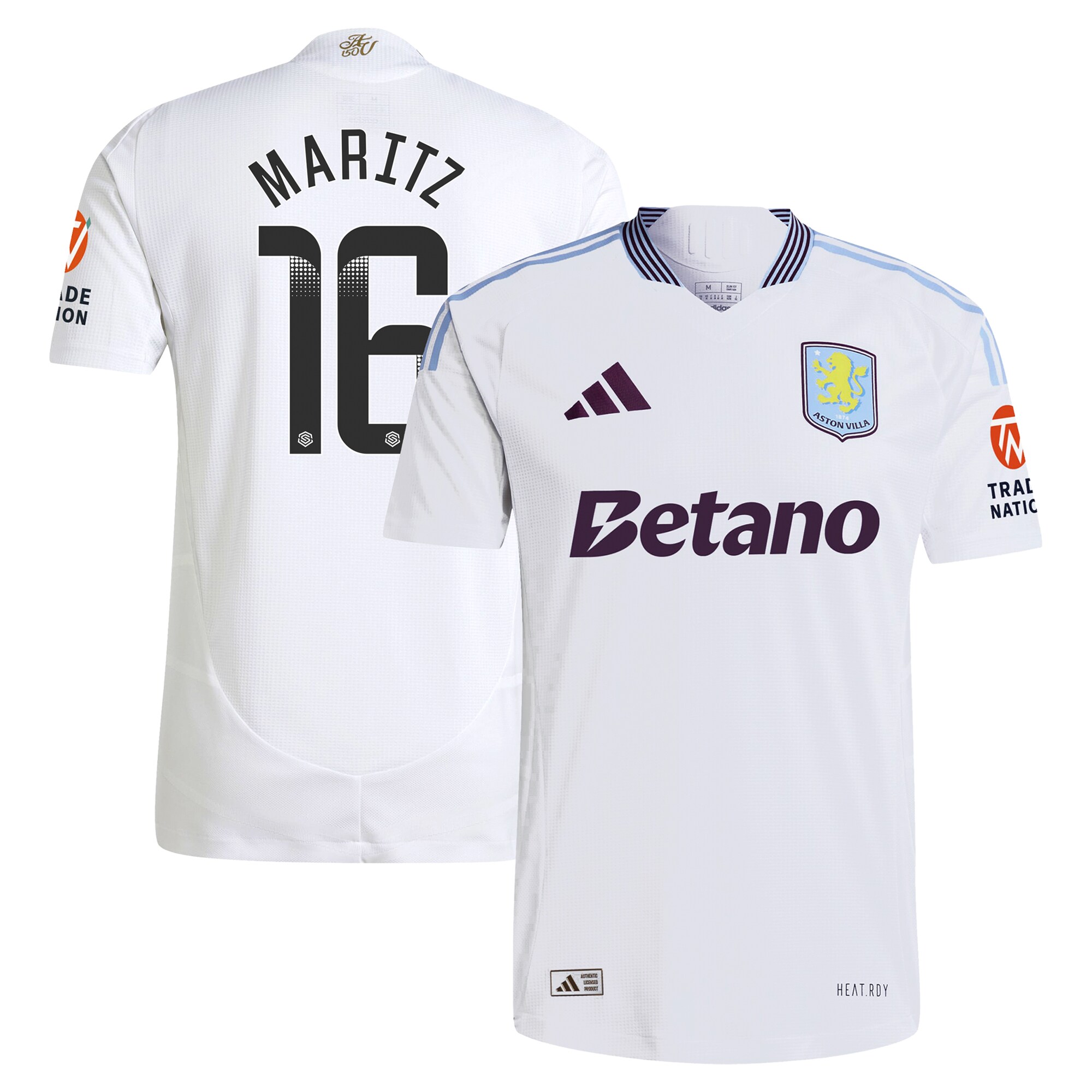 aston villa adidas wsl away authentic shirt 2024-25 with maritz 16 printing Collection - Aston Villa Fan Shop Official Gear