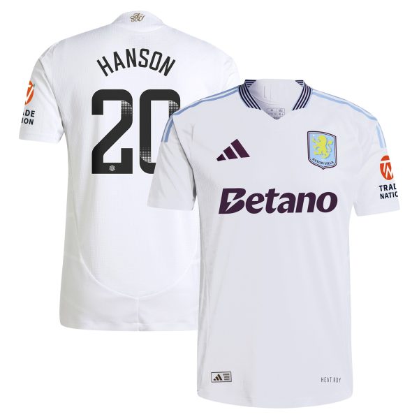 aston villa wsl adidas away authentic shirt 2024-25 with hanson 20 printing Collection - Aston Villa Fan Shop Official Gear
