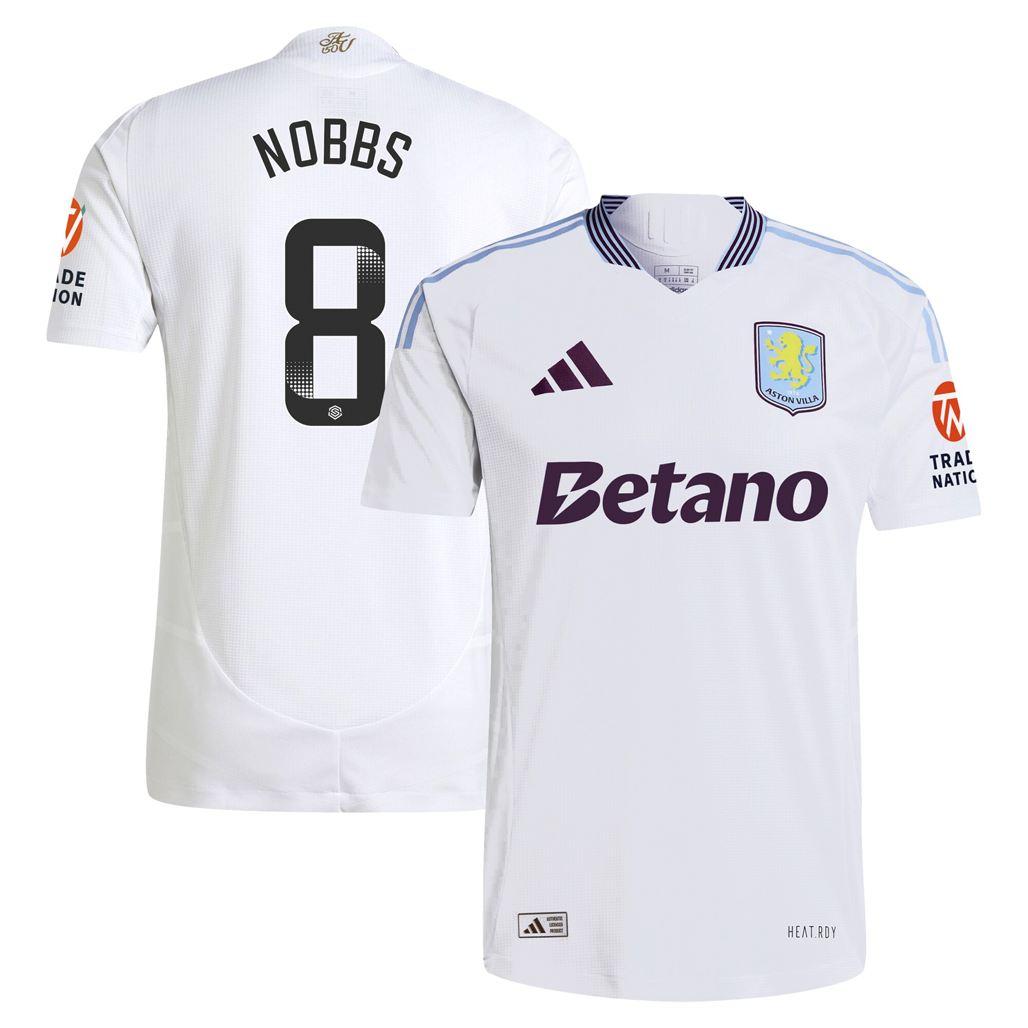 aston villa wsl adidas away authentic shirt 2024-25 with nobbs 8 printing Collection - Aston Villa Fan Shop Official Gear