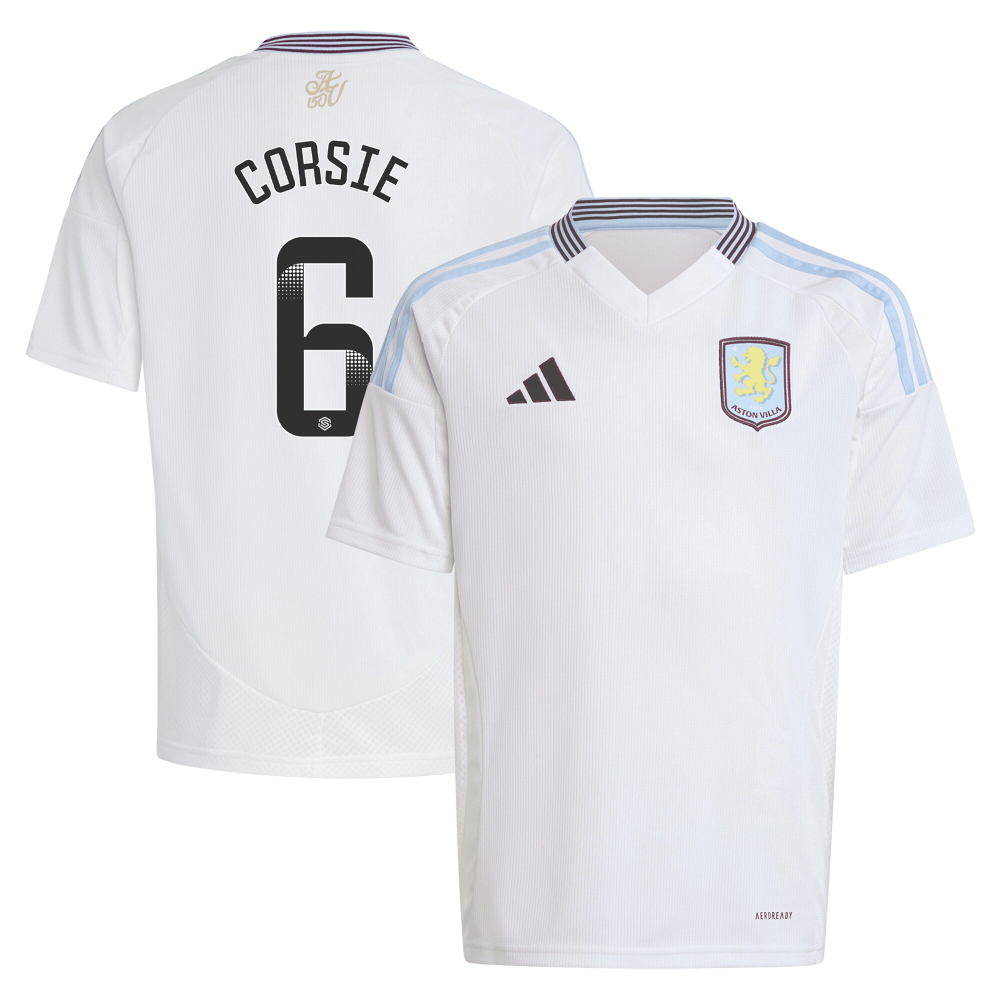 aston villa wsl adidas away shirt 2024-25 – kids with corsie 6 printing Collection - Aston Villa Fan Shop Official Gear