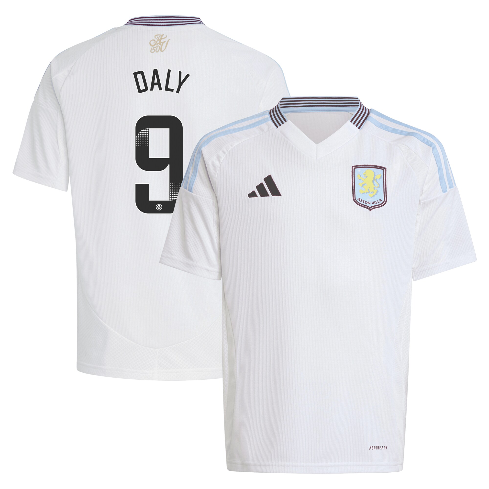 aston villa wsl adidas away shirt 2024-25 – kids with daly 9 printing Collection - Aston Villa Fan Shop Official Gear
