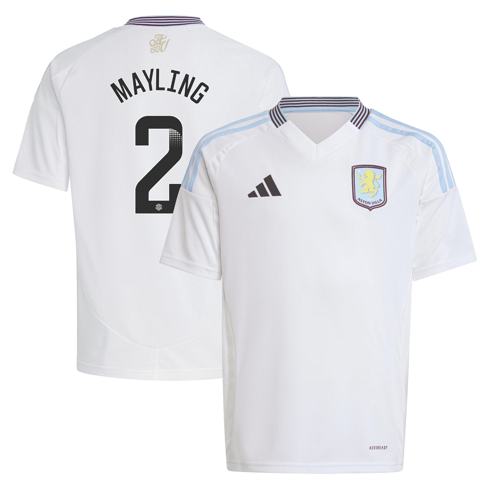 aston villa wsl adidas away shirt 2024-25 – kids with mayling 2 printing Collection - Aston Villa Fan Shop Official Gear