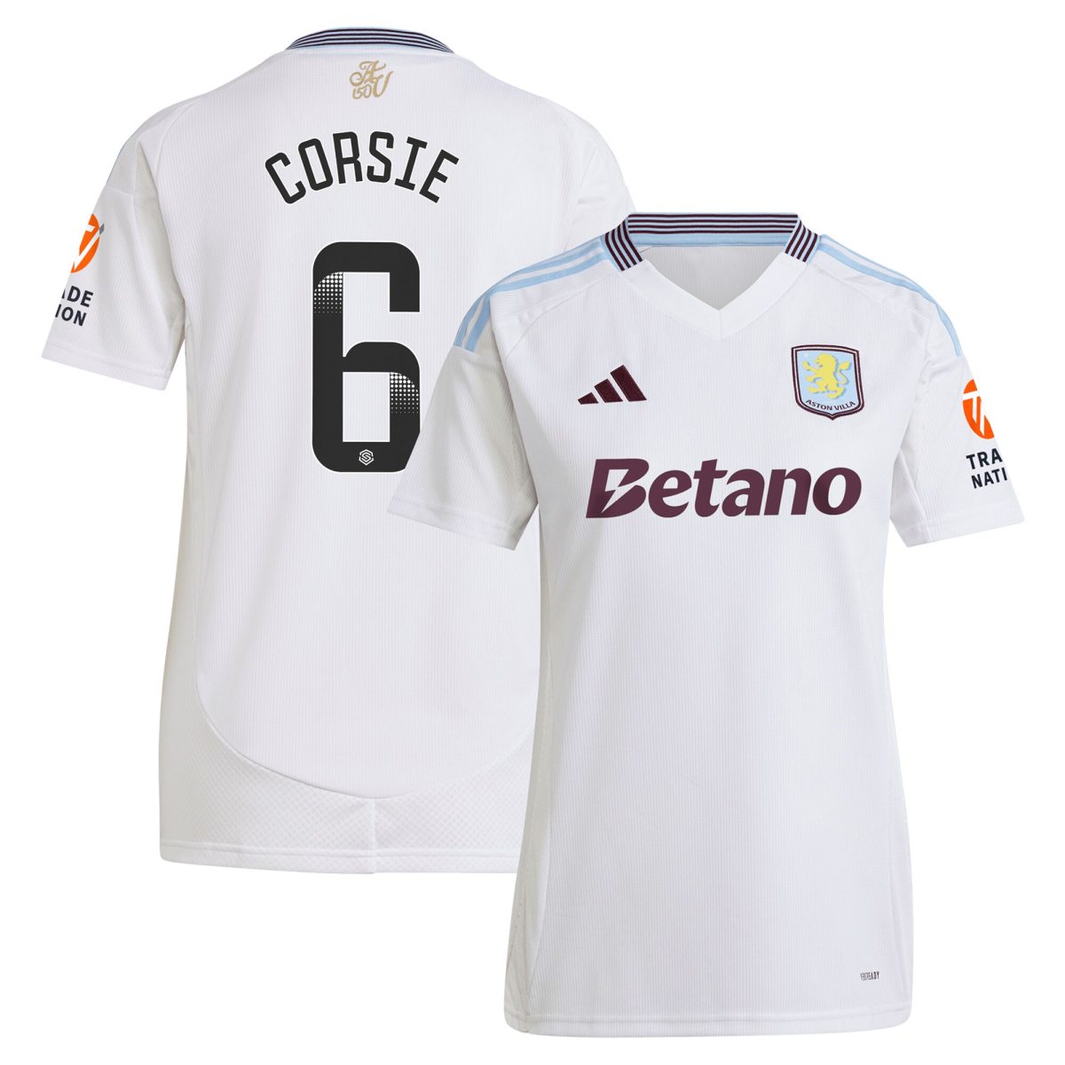 aston villa wsl adidas away shirt 2024-25 – womens with corsie 6 printing Collection - Aston Villa Fan Shop Official Gear