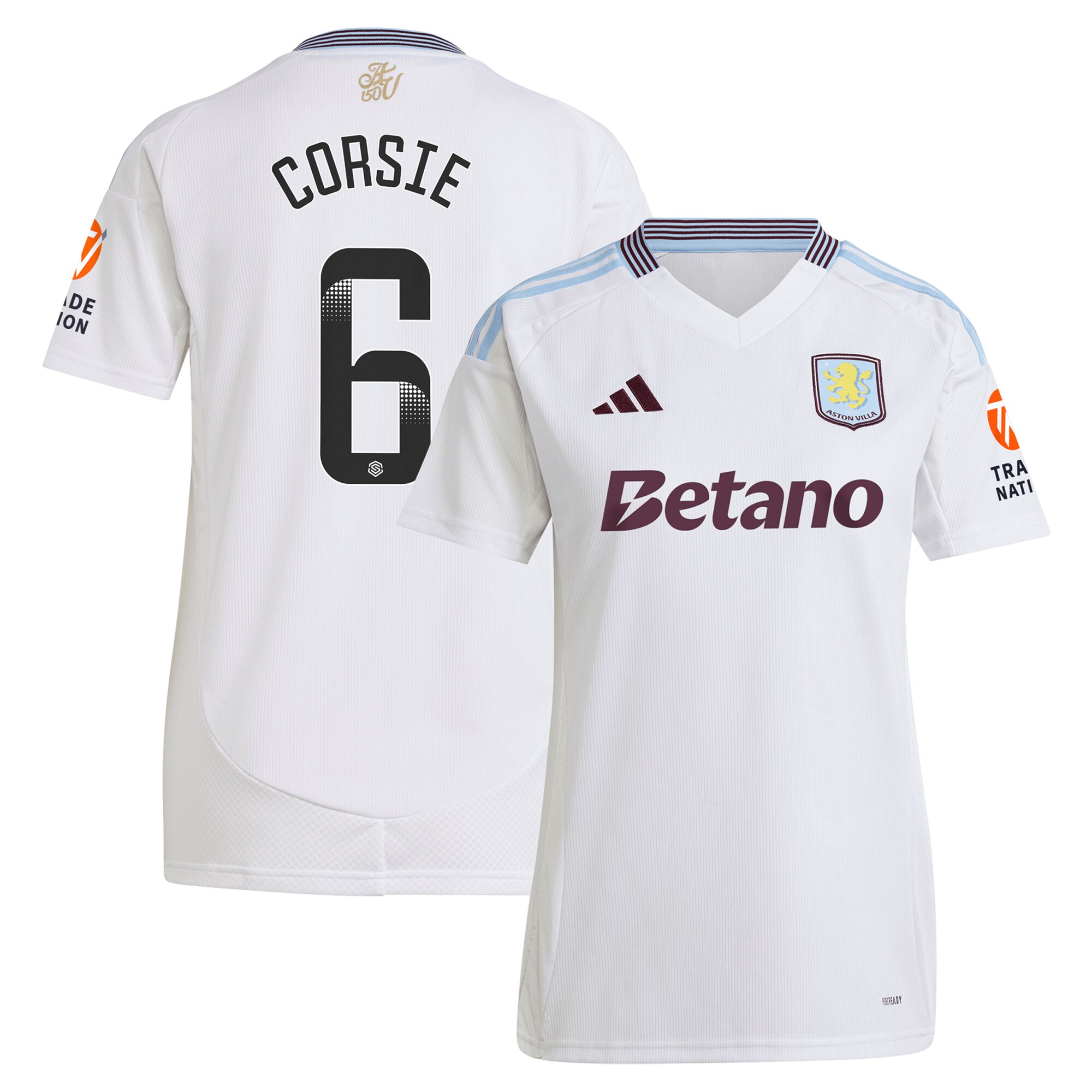 aston villa wsl adidas away shirt 2024-25 – womens with corsie 6 printing Collection - Aston Villa Fan Shop Official Gear
