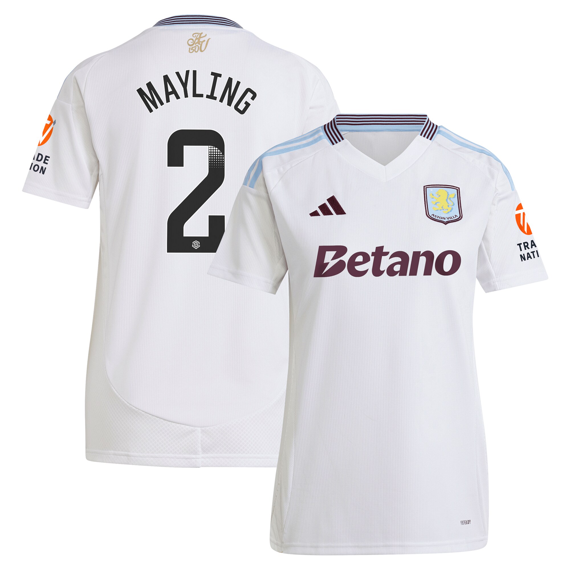 aston villa wsl adidas away shirt 2024-25 – womens with mayling 2 printing Collection - Aston Villa Fan Shop Official Gear