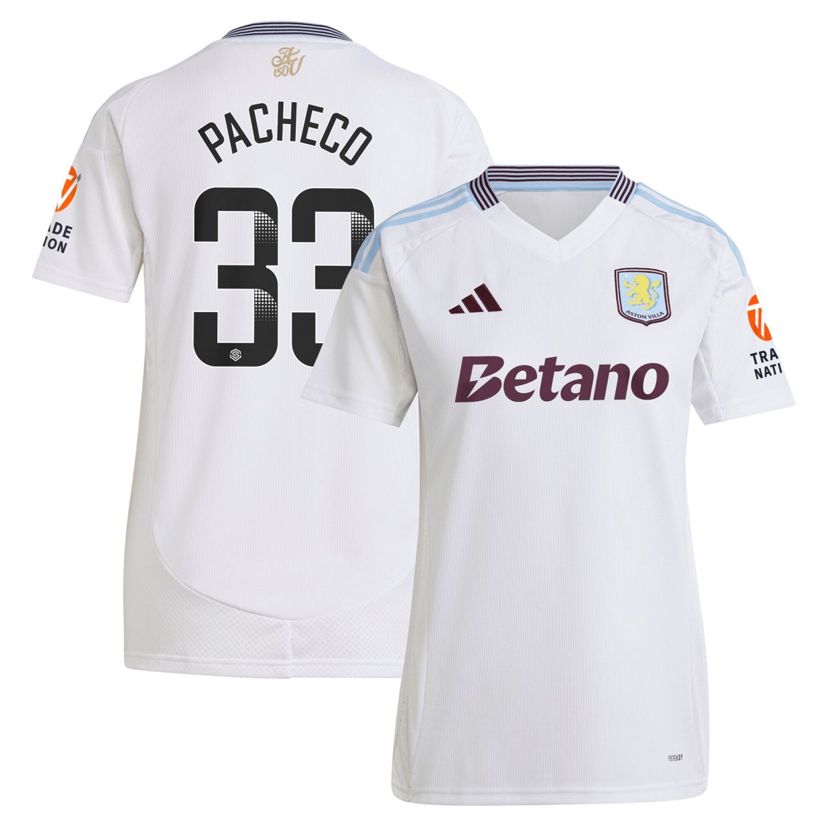 aston villa wsl adidas away shirt 2024-25 – womens with pacheco 33 printing Collection - Aston Villa Fan Shop Official Gear