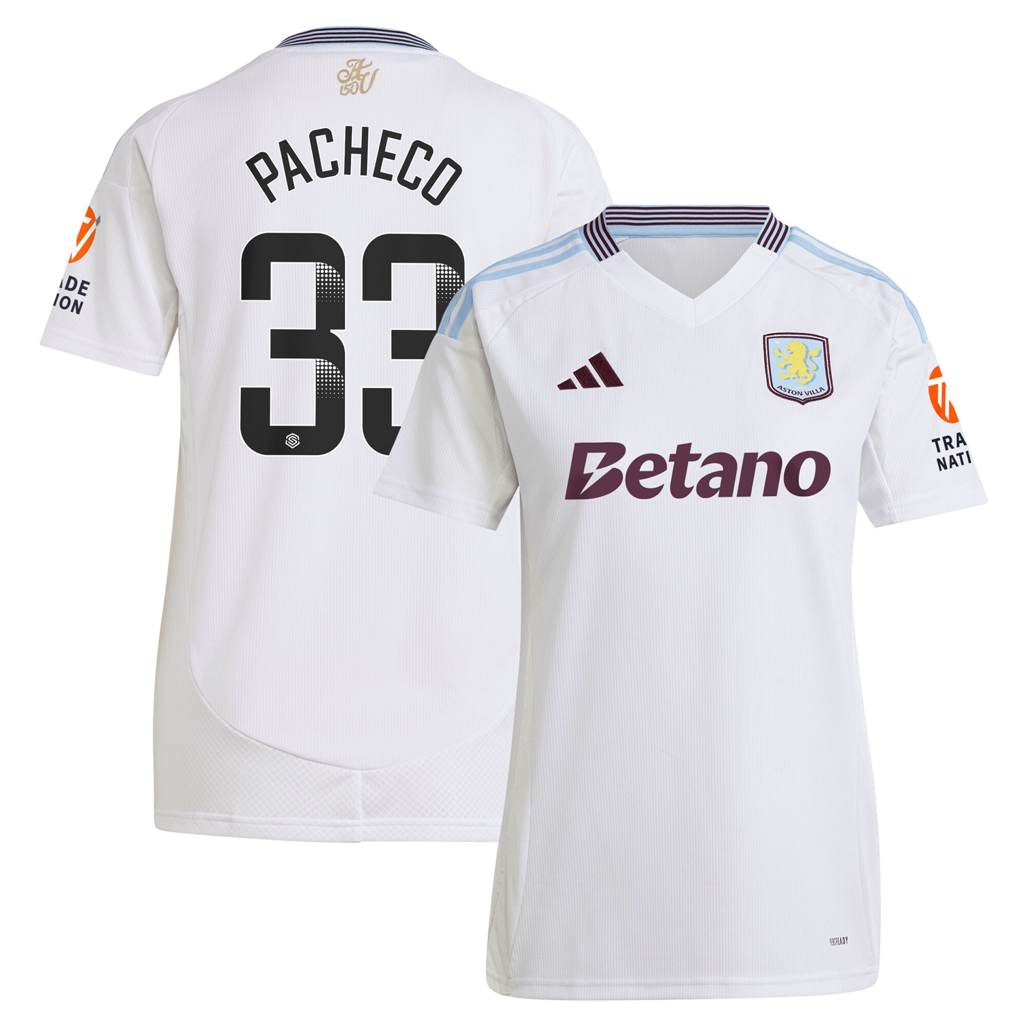 aston villa wsl adidas away shirt 2024-25 – womens with pacheco 33 printing Collection - Aston Villa Fan Shop Official Gear