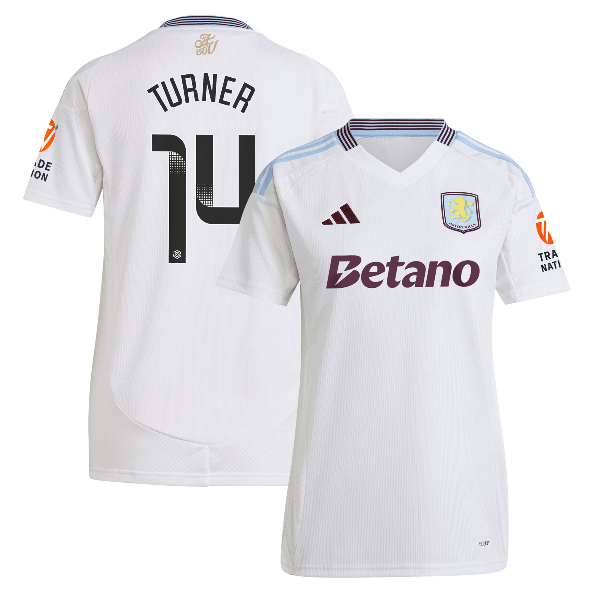 aston villa wsl adidas away shirt 2024-25 – womens with turner 14 printing Collection - Aston Villa Fan Shop Official Gear
