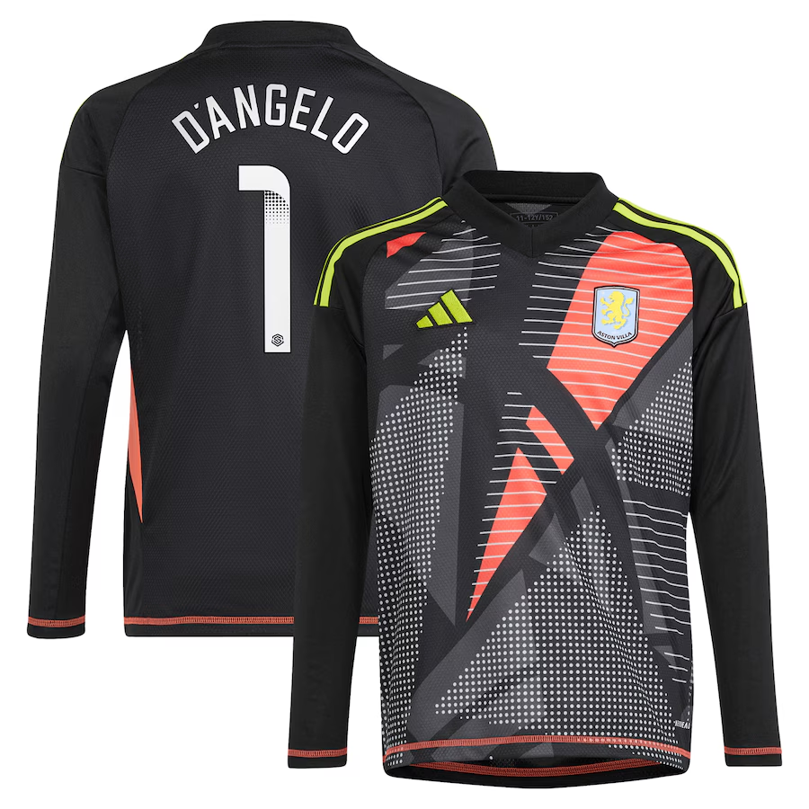aston villa wsl adidas goalkeeper shirt 2024-25 – long sleeve – kids with d8217angelo 1 printing Collection - Aston Villa Fan Shop Official Gear