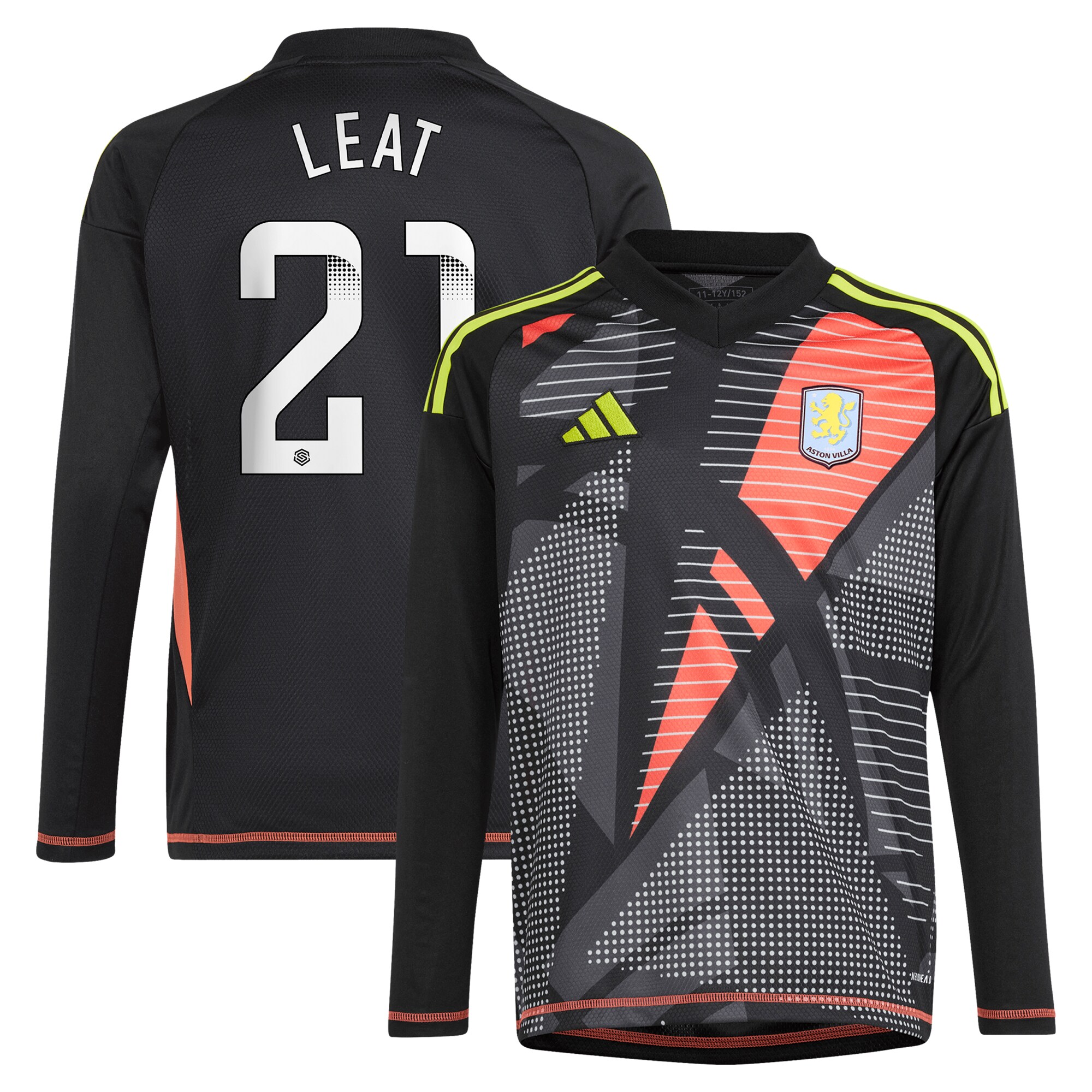 aston villa wsl adidas goalkeeper shirt 2024-25 – long sleeve – kids with leat 21 printing Collection - Aston Villa Fan Shop Official Gear