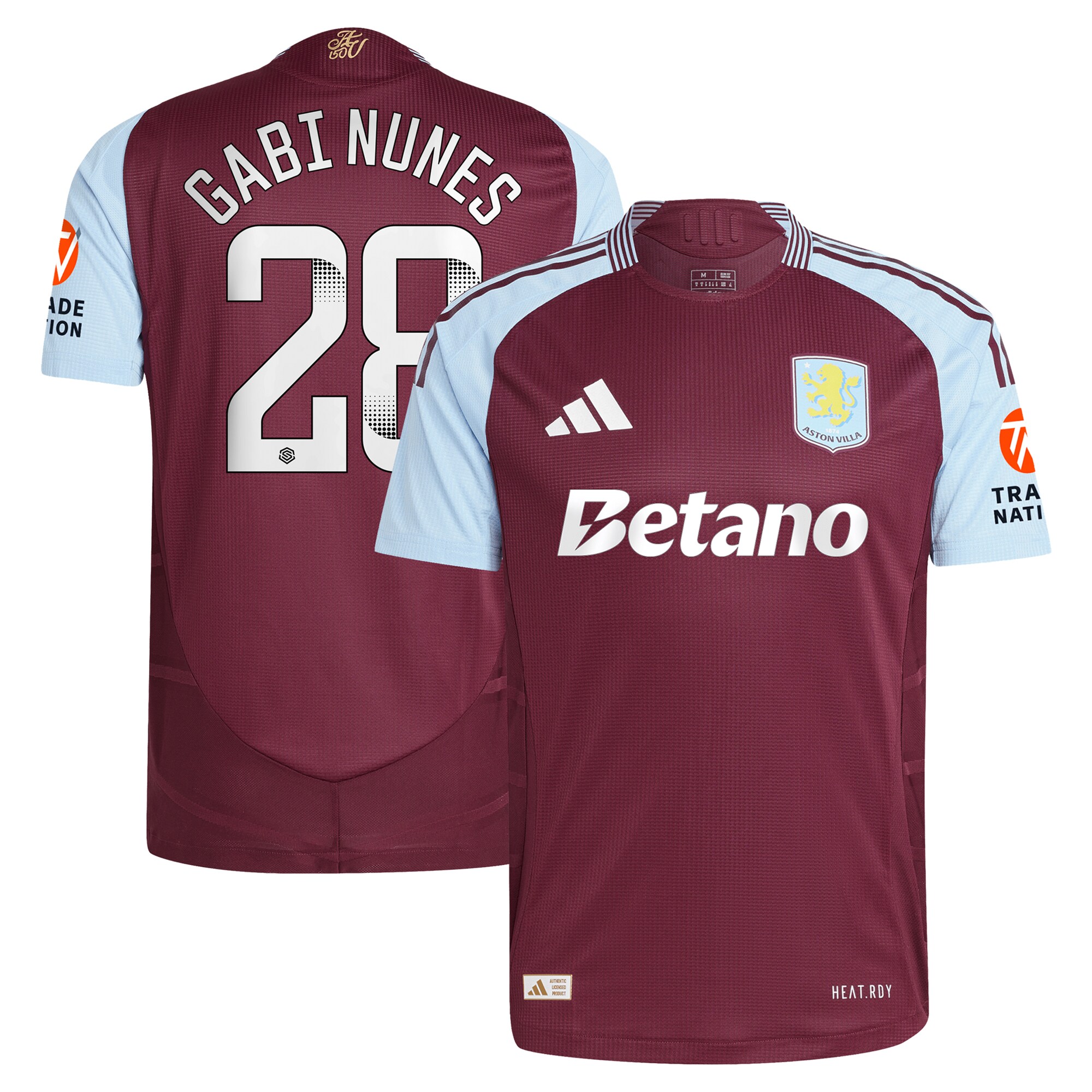 aston villa wsl adidas home authentic shirt 2024-25 with gabi nunes 28 printing Collection - Aston Villa Fan Shop Official Gear