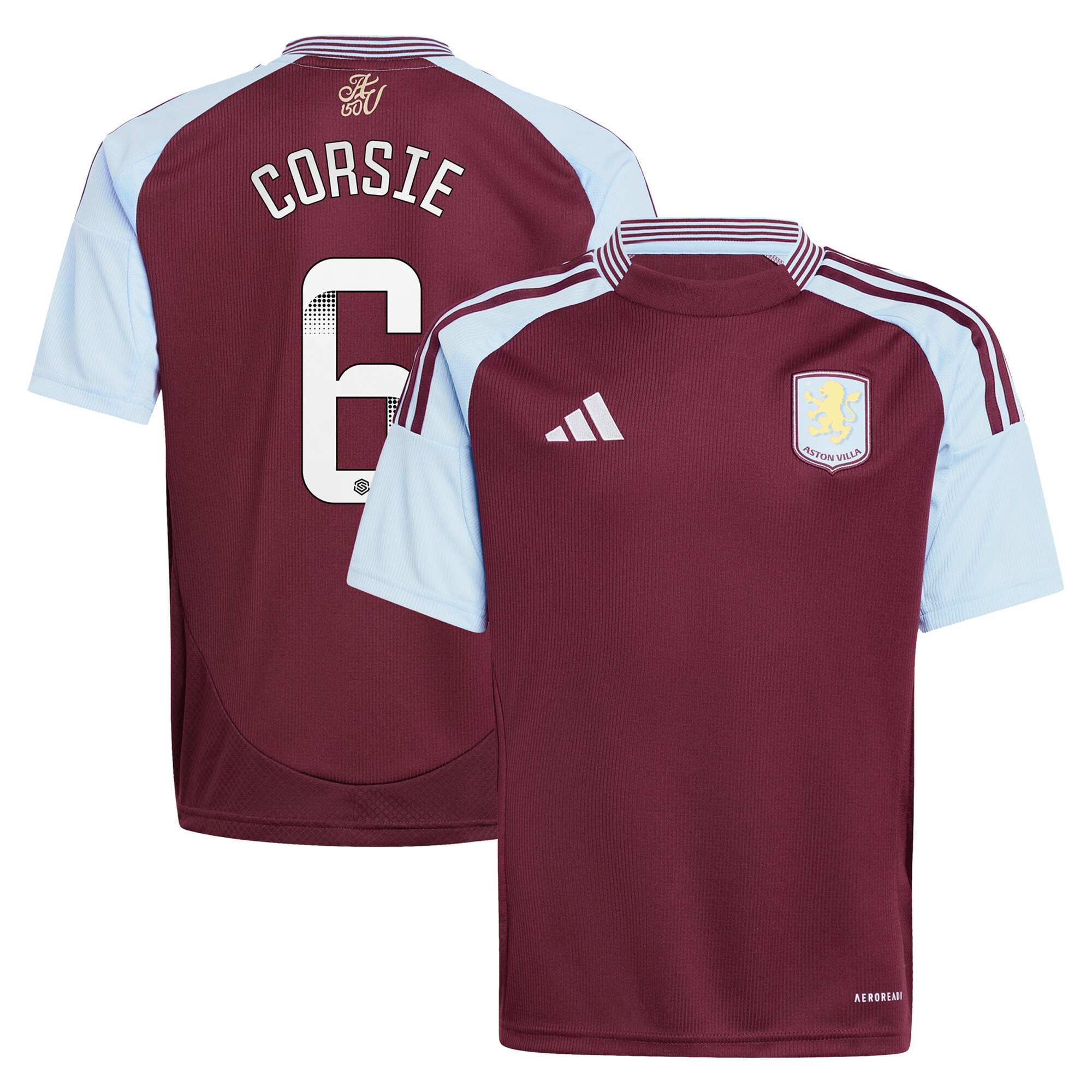 aston villa wsl adidas home shirt 2024-25 – kids with corsie 6 printing Collection - Aston Villa Fan Shop Official Gear