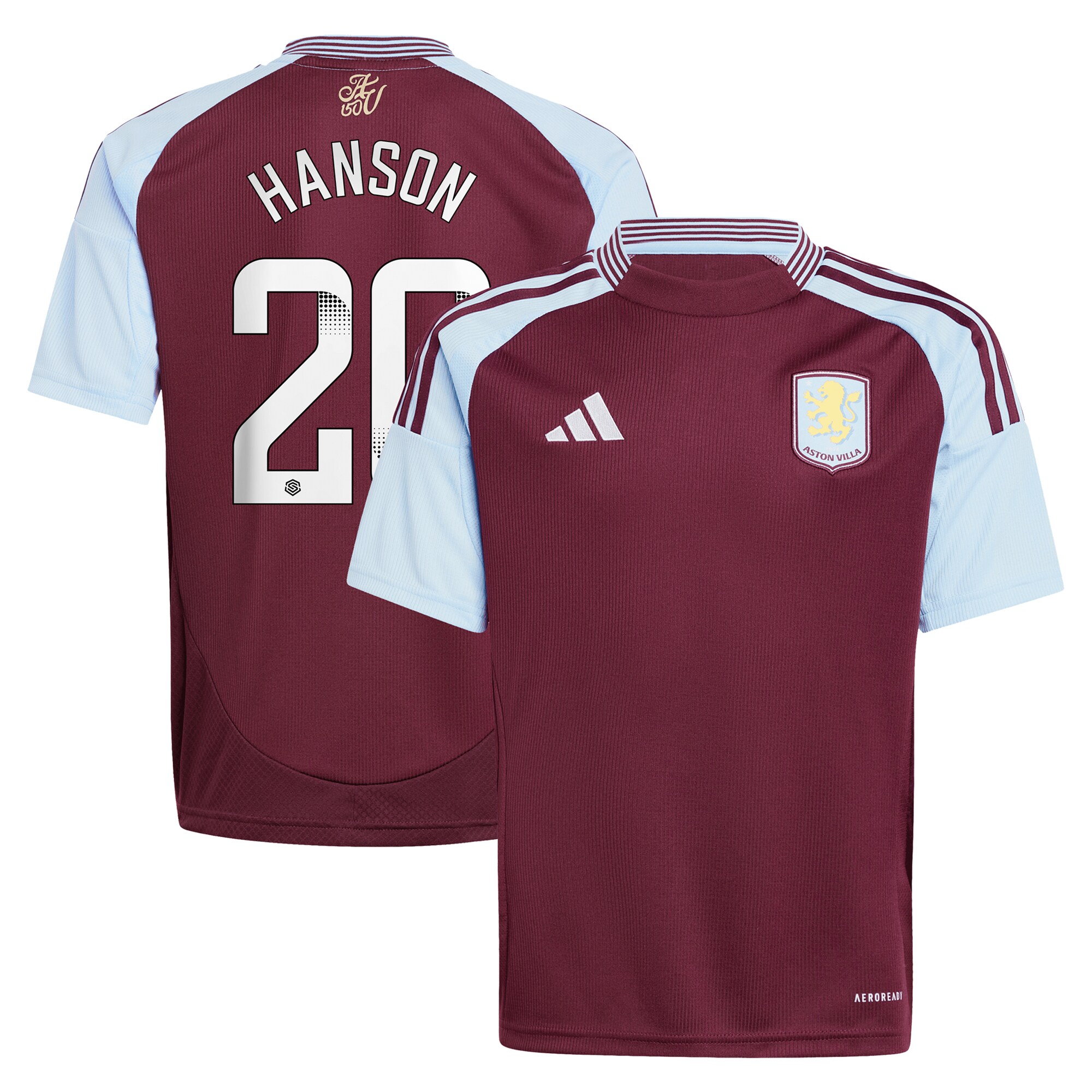aston villa wsl adidas home shirt 2024-25 – kids with hanson 20 printing Collection - Aston Villa Fan Shop Official Gear
