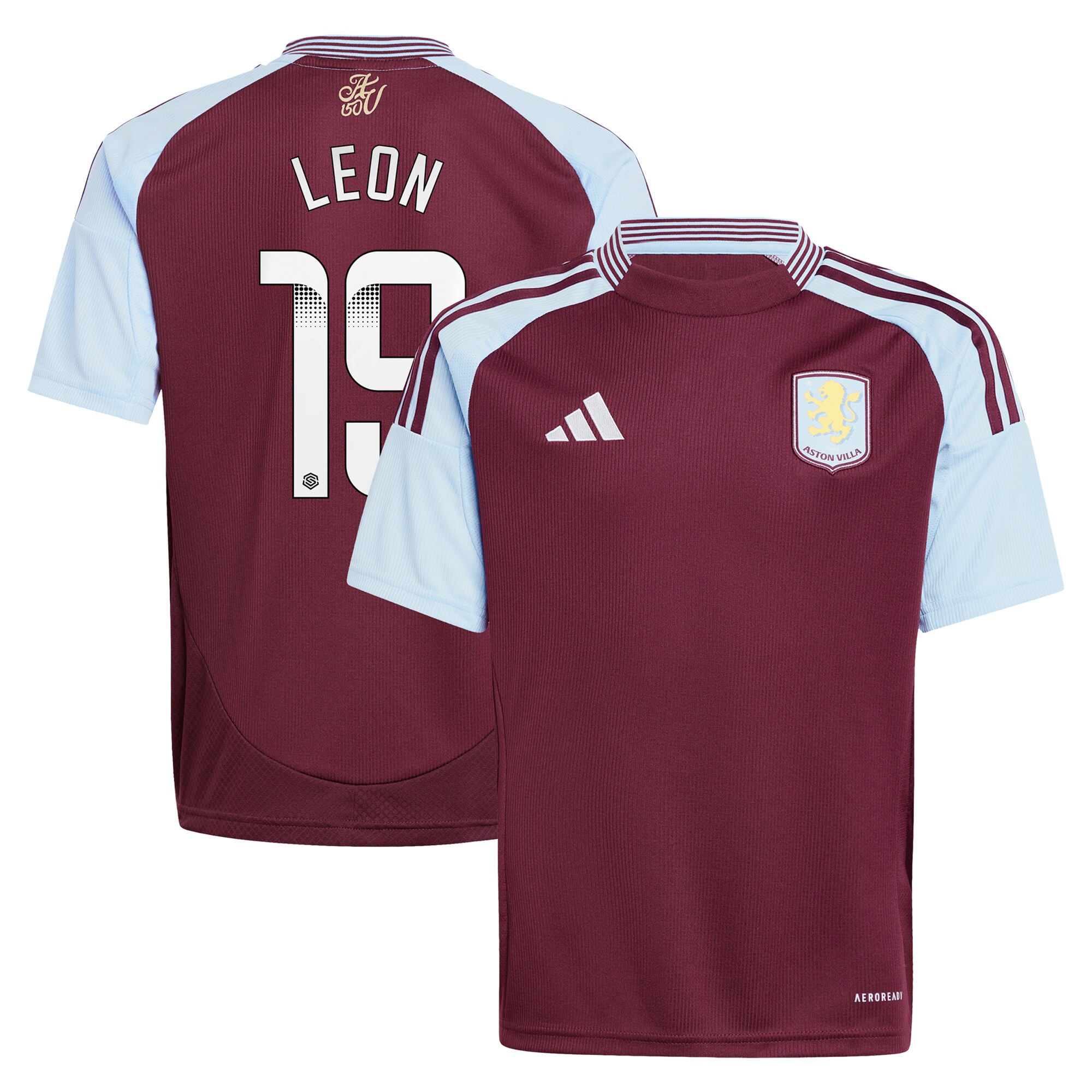 aston villa wsl adidas home shirt 2024-25 – kids with leon 19 printing Collection - Aston Villa Fan Shop Official Gear