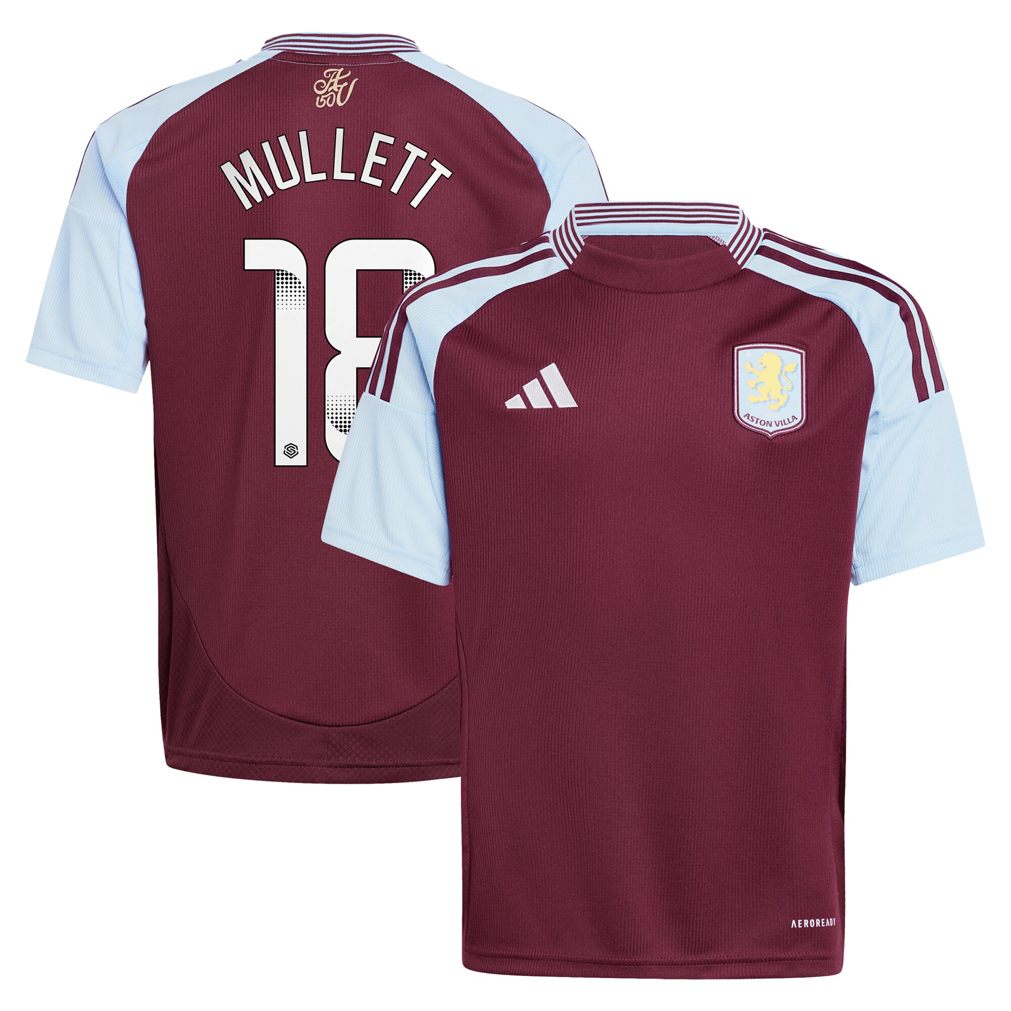 aston villa wsl adidas home shirt 2024-25 – kids with mullett 18 printing Collection - Aston Villa Fan Shop Official Gear