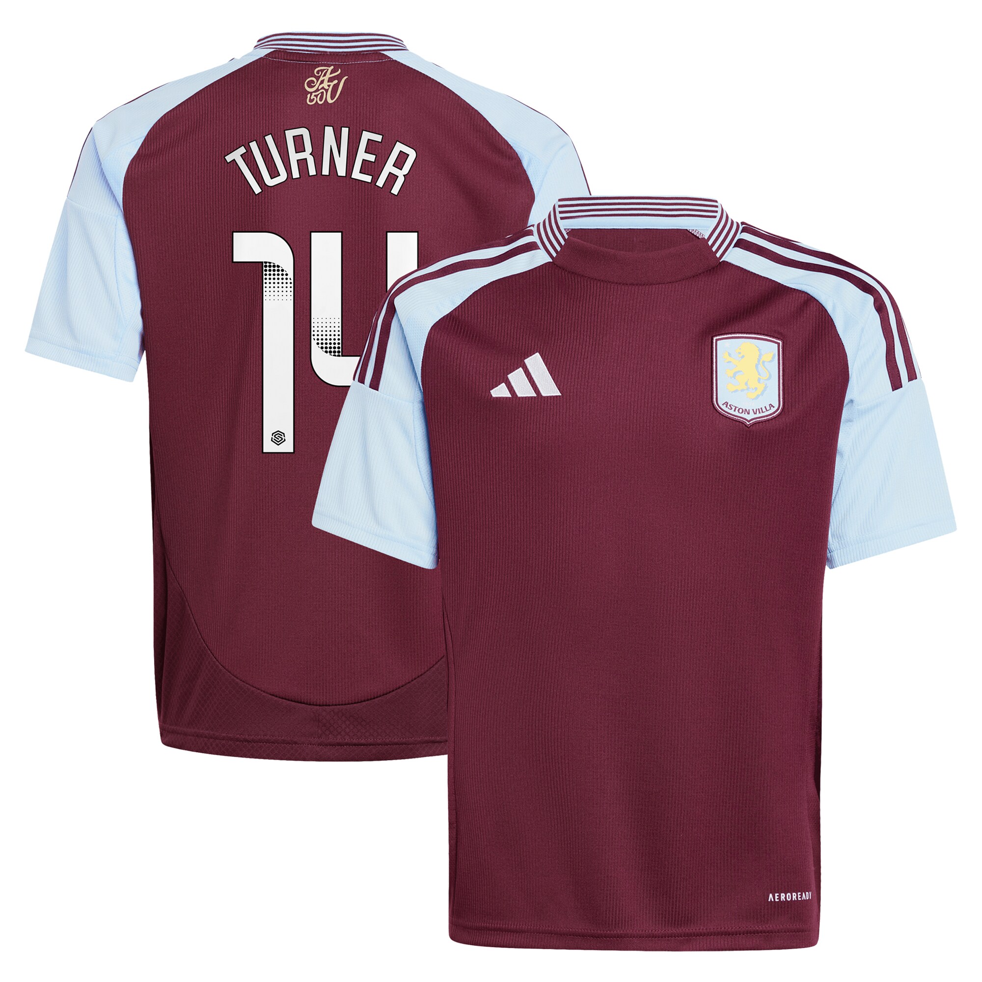 aston villa wsl adidas home shirt 2024-25 – kids with turner 14 printing Collection - Aston Villa Fan Shop Official Gear