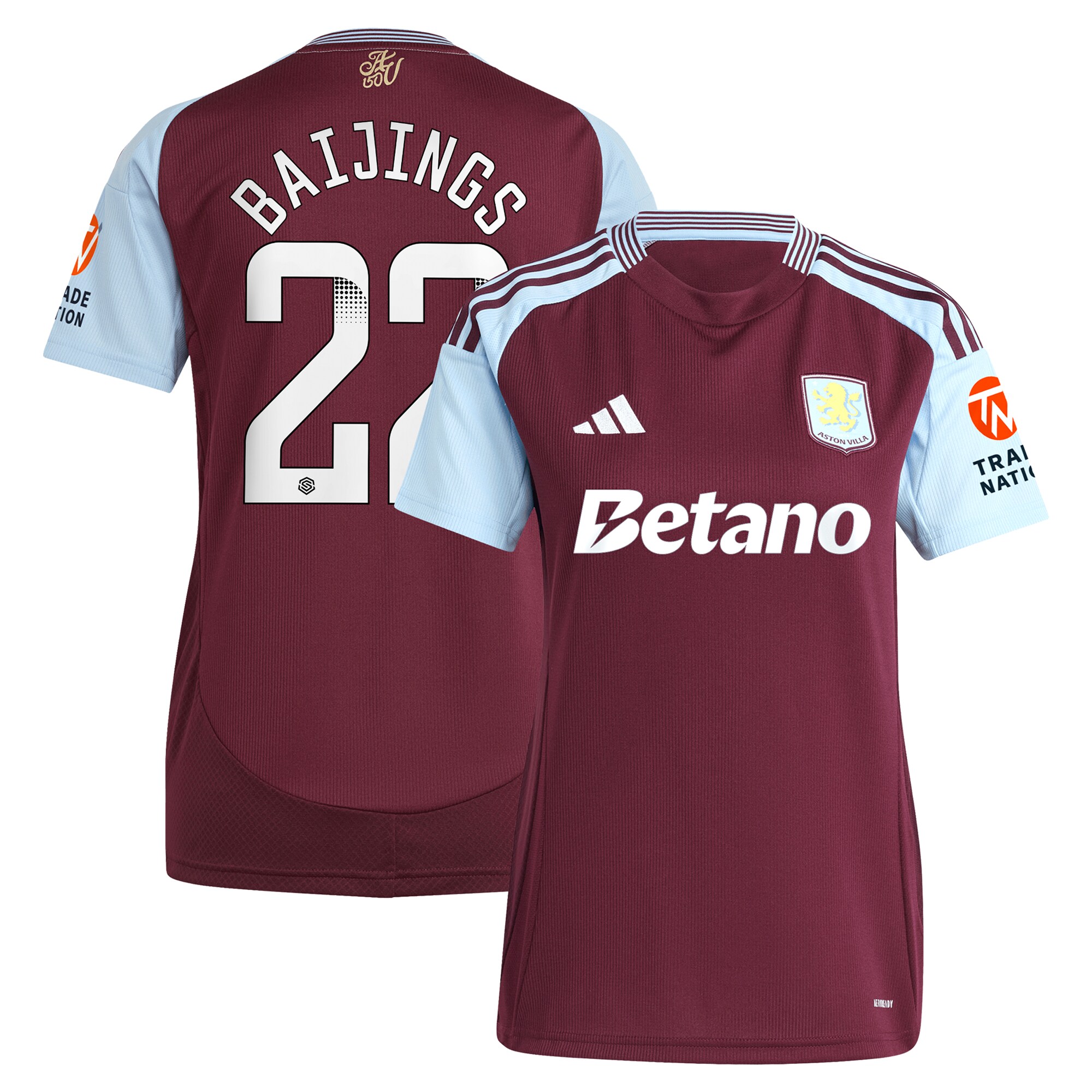 aston villa wsl adidas home shirt 2024-25 – womens with baijings 22 printing Collection - Aston Villa Fan Shop Official Gear