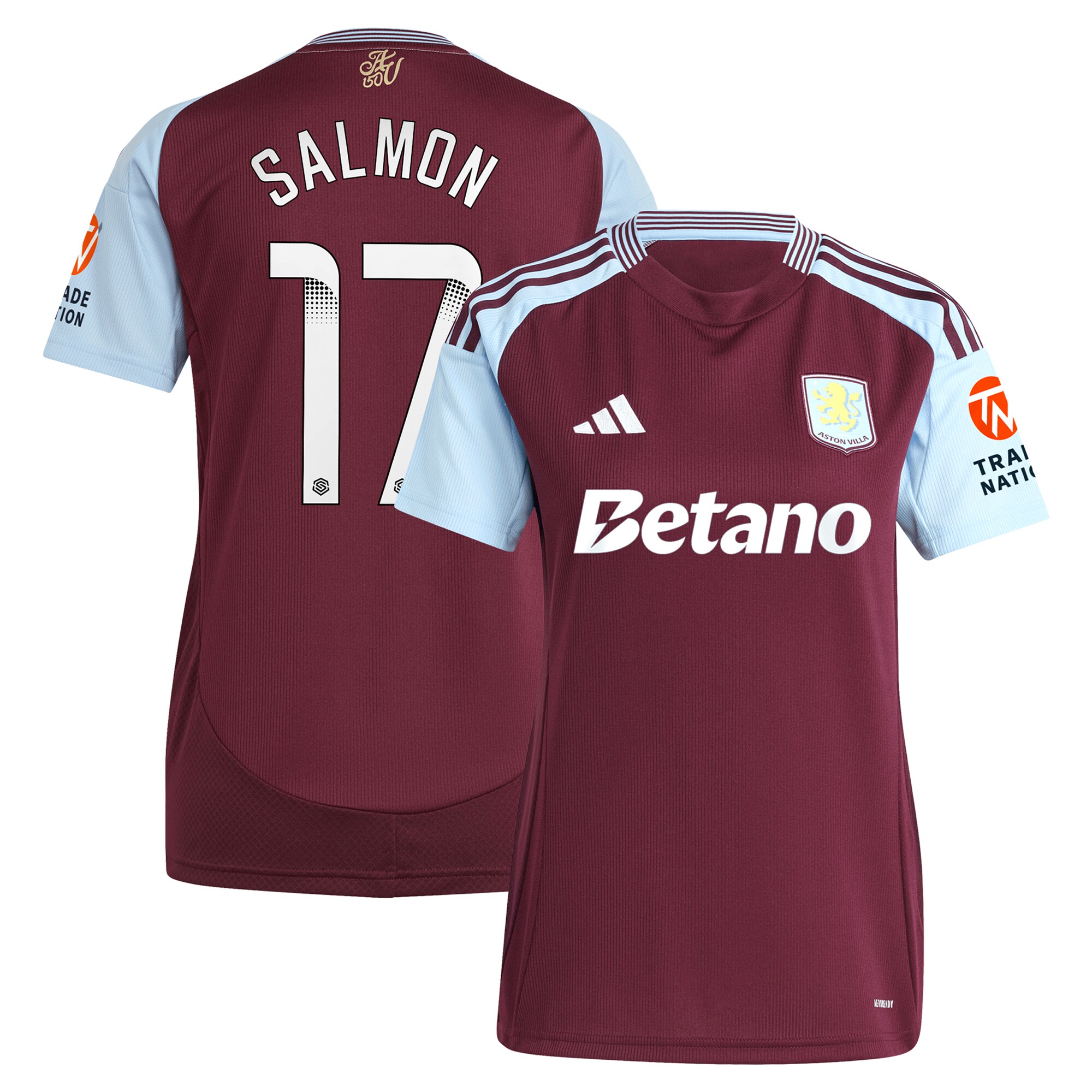 aston villa wsl adidas home shirt 2024-25 – womens with salmon 17 printing Collection - Aston Villa Fan Shop Official Gear